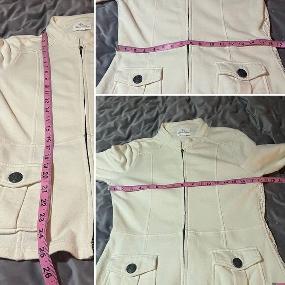 Others Follow Cleo Cream Ruffle Lace Insert Cotton Blazer Zip-Front M - Picture 13 of 13